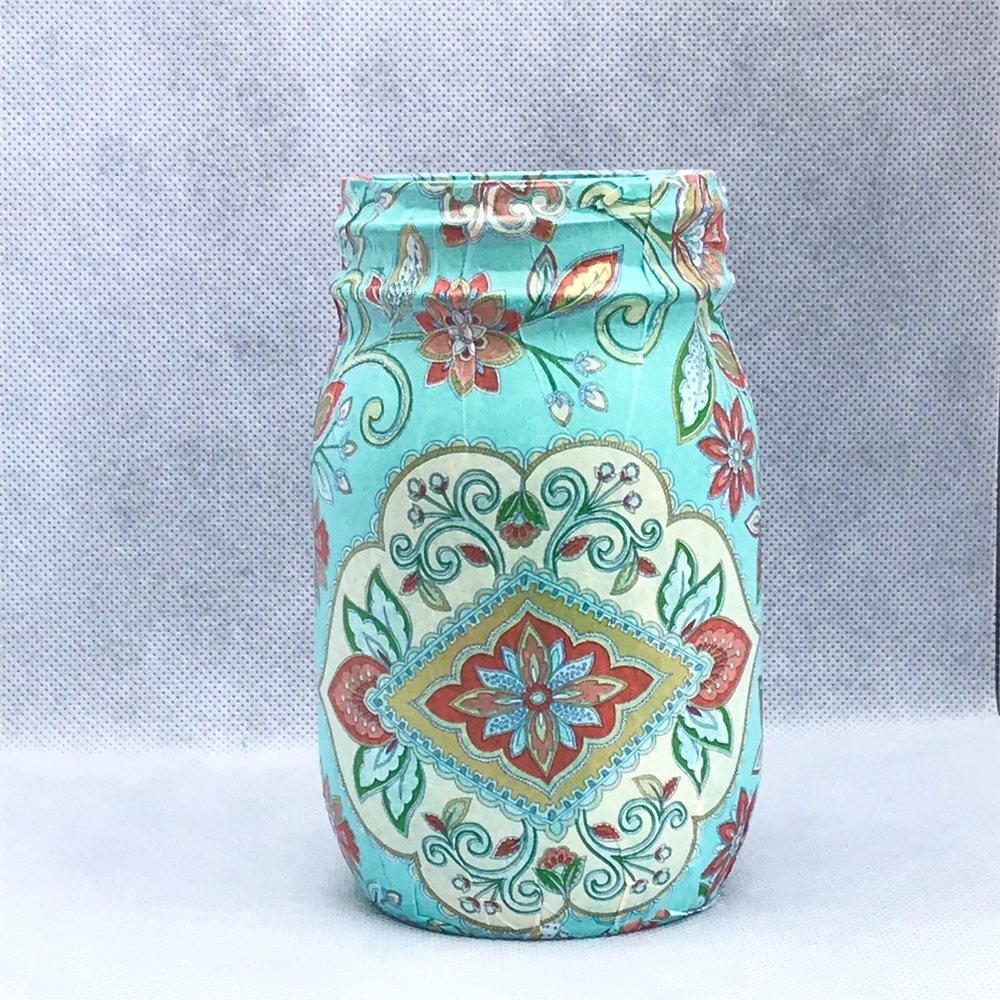 Decoupaged Mason jar| mason jar decor